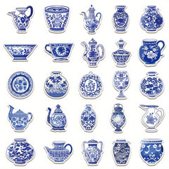 50pcs Porcelain Stickers Waterproof Decal for Water Bottle Laptop Phone