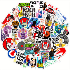 50pcs Rock & Roll Stickers Music Themed Decals for Cups Skateboards Phones