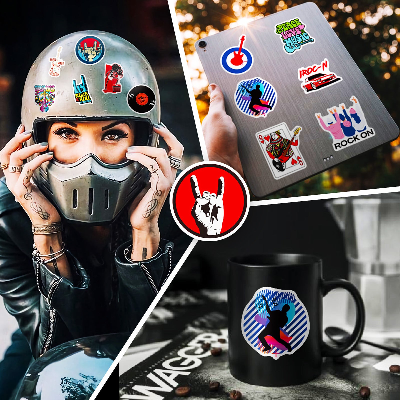 50pcs Rock & Roll Stickers Music Themed Decals for Cups Skateboards Phones