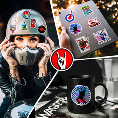 50pcs Rock & Roll Stickers Music Themed Decals for Cups Skateboards Phones