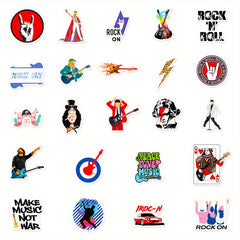 50pcs Rock & Roll Stickers Music Themed Decals for Cups Skateboards Phones