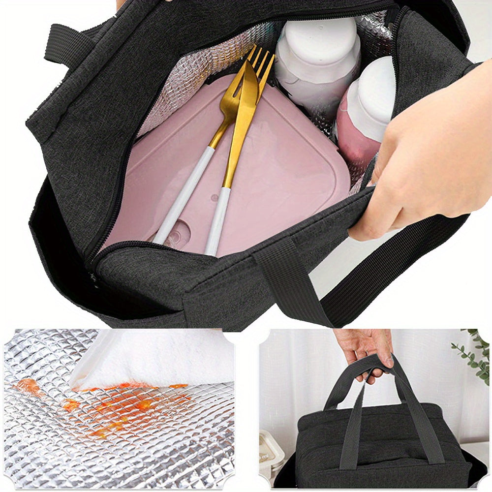 Personalized Insulated Lunch Bag with Custom Name Canvas Thermal Bento Tote