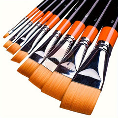 8pcs Nylon Hair Flat Tip Painting Brush Acrylic Watercolor Pen