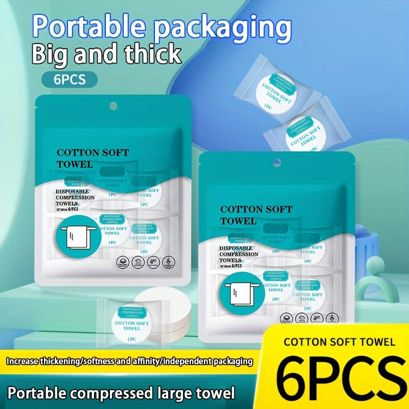 6pcs Compressed Towels Disposable Portable Towels for Camping