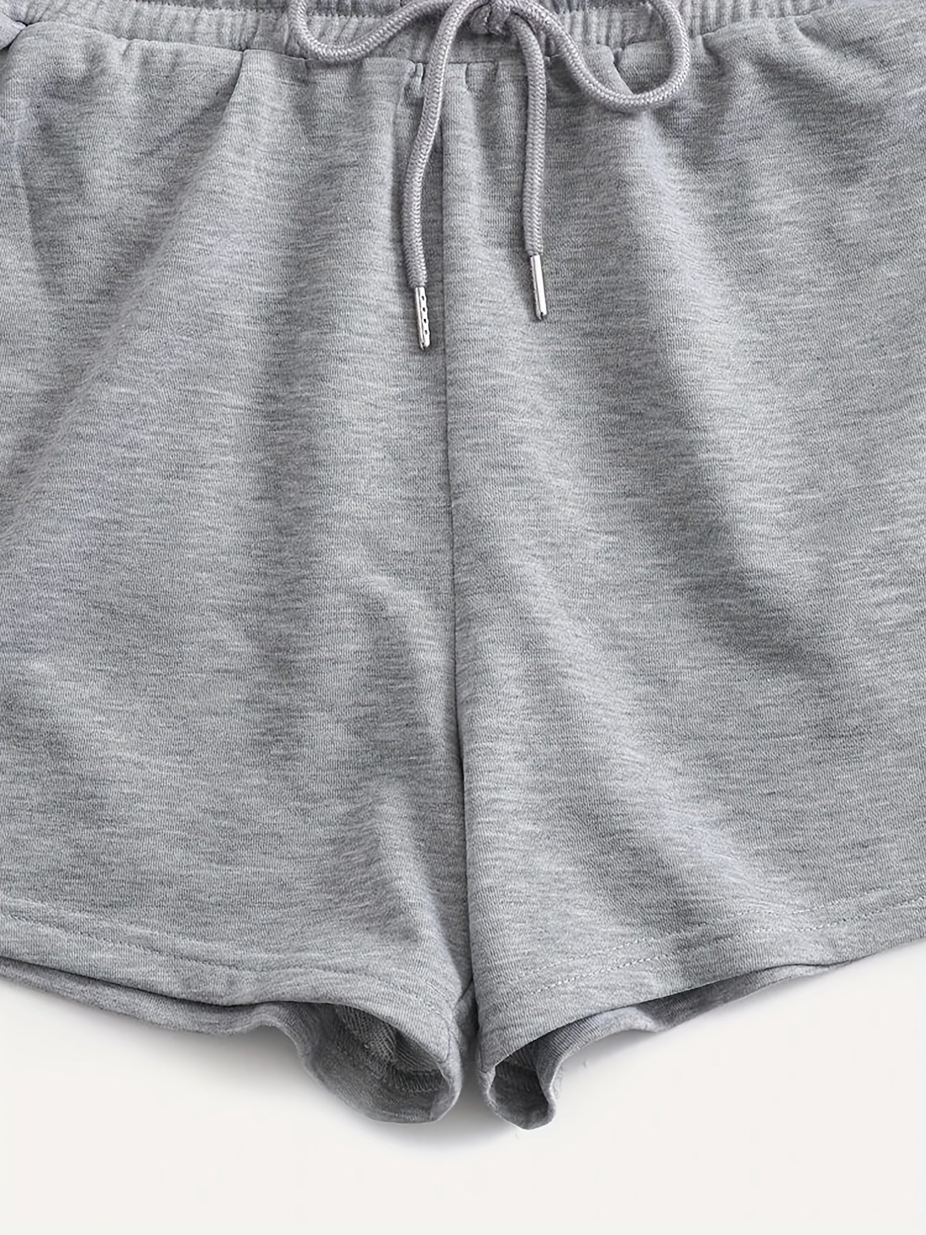 Casual Solid 2pc Set Crop Tank Top & Drawstring Shorts Outfit