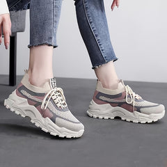 Women's Breathable Mesh Running Sports Shoes Platform Sneakers