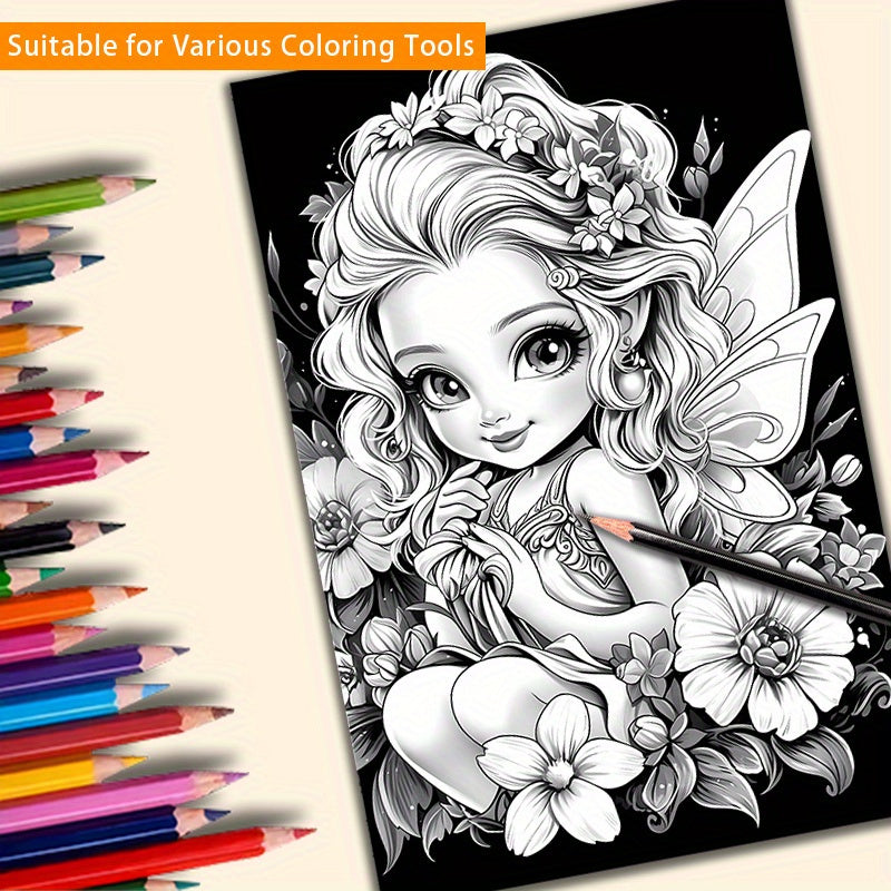 Fantasy Fairy Coloring Book 22 Pages Teens Adults Art Craft