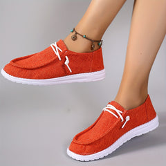 Women's Solid Low Top Sneakers Lightweight Casual Walking Shoes