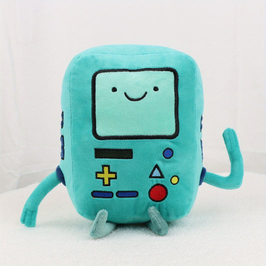 Retro Robot Plush Toy Green Polyester Doll with Buttons & Wires