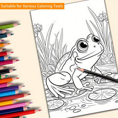 Frogs Coloring Book Deluxe Edition 22 Pages Thickened Paper 29x20cm
