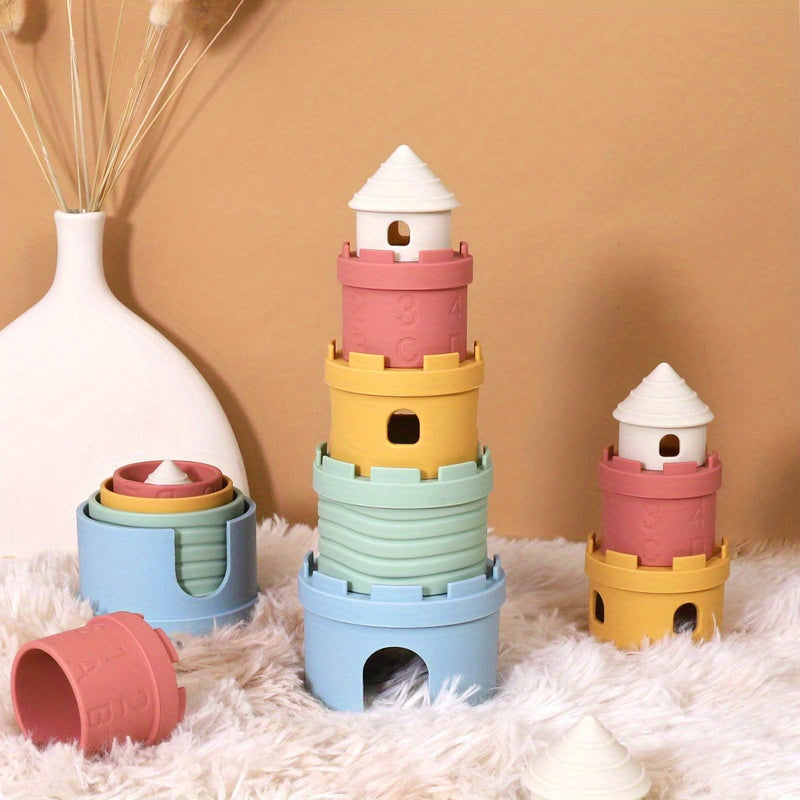 Infant Silicone Stacking Toy with Number Building Blocks