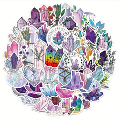 50Pcs Gem Crystal Witch Themed Stickers for Laptop Water Bottles Luggage Car