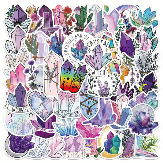 50Pcs Gem Crystal Witch Themed Stickers for Laptop Water Bottles Luggage Car