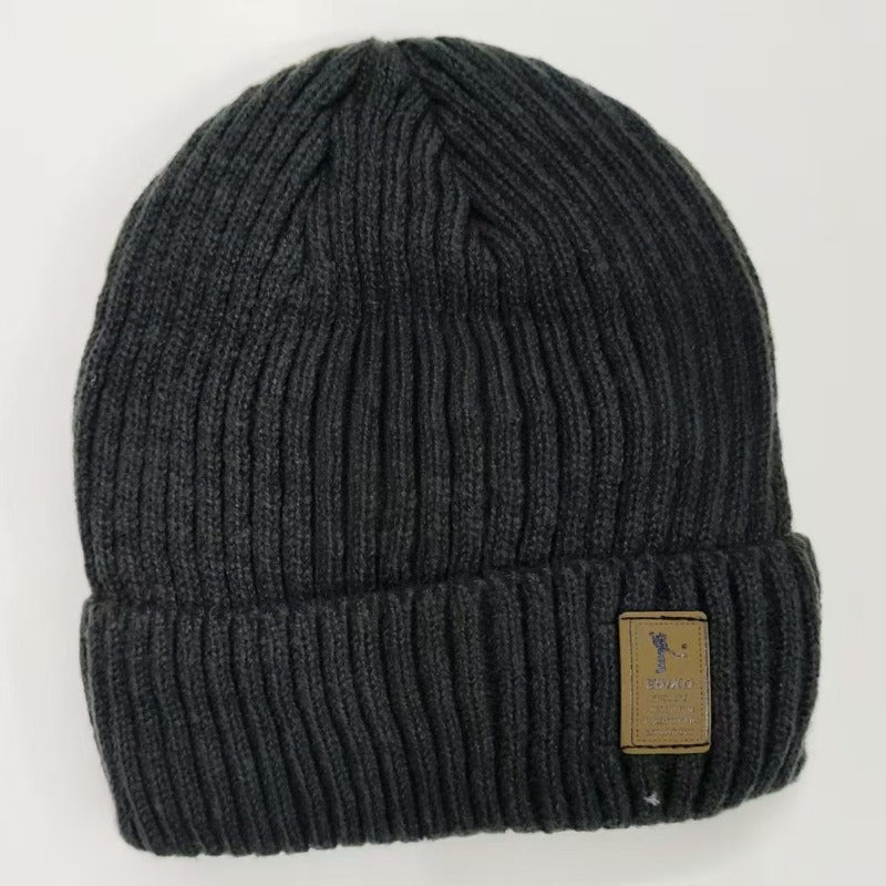 Men's Winter Knit Beanie Thickened Warm Hat with Fleece Lining