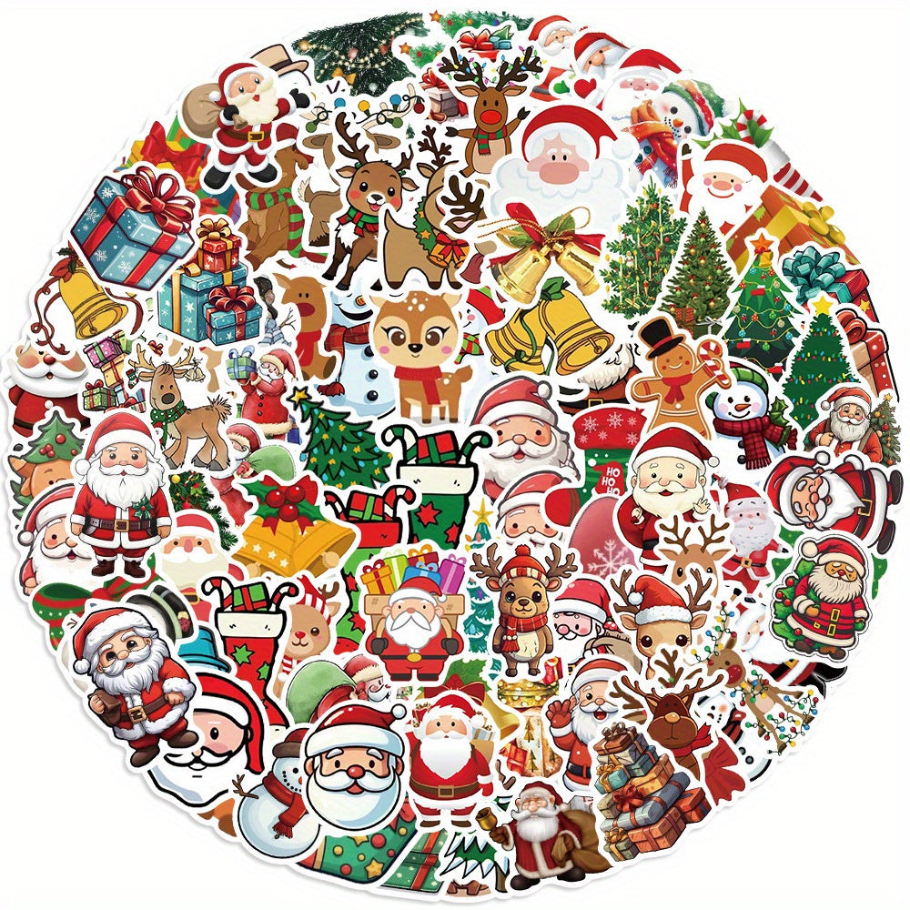 100pcs Festive Christmas Cartoon Stickers for Water Bottles Laptops Phones