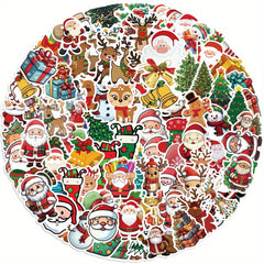 100pcs Festive Christmas Cartoon Stickers for Water Bottles Laptops Phones