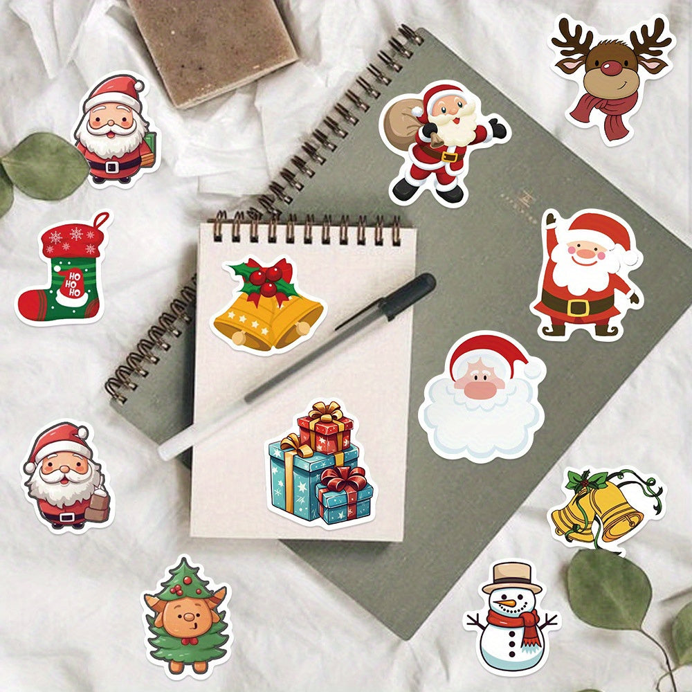 100pcs Festive Christmas Cartoon Stickers for Water Bottles Laptops Phones