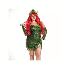 Adult Halloween Costume Leaf Sequins Dance Dress for Role Play