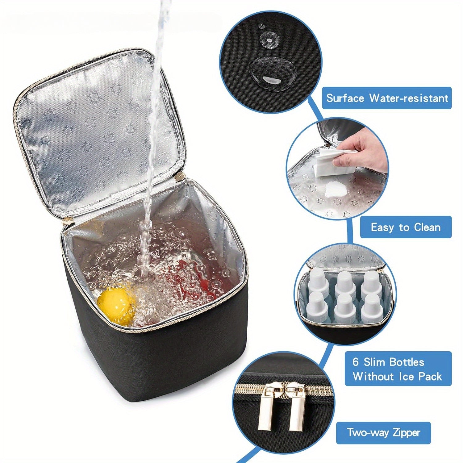 Insulated Breastmilk Cooler Bag Holds 4 Bottles Up to 9oz