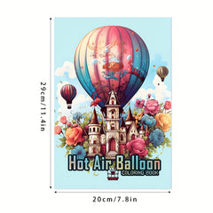 Deluxe Air Balloon Coloring Book - 22 Pages - Teens & Adults
