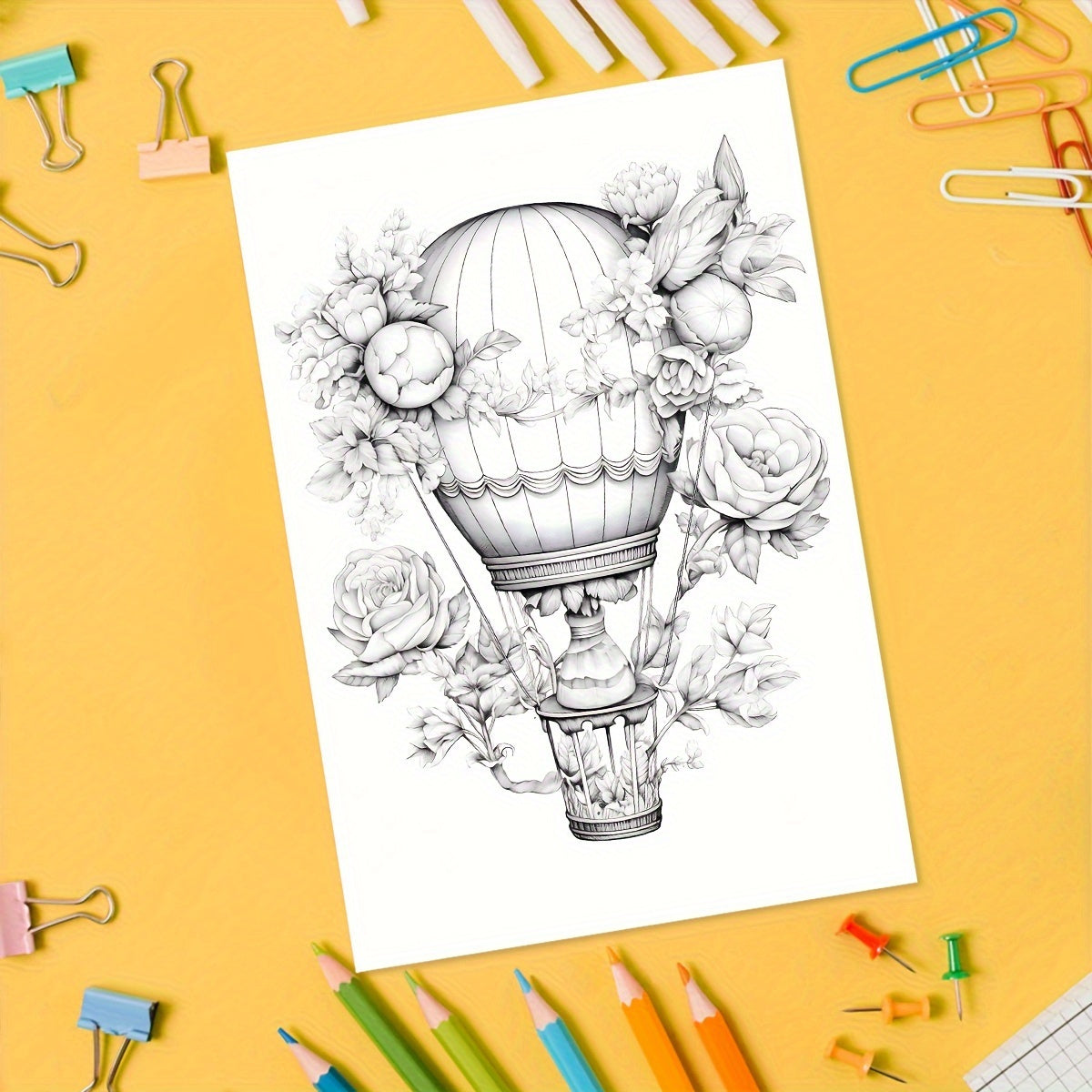 Deluxe Air Balloon Coloring Book - 22 Pages - Teens & Adults