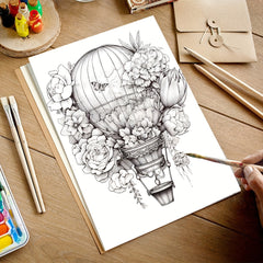 Deluxe Air Balloon Coloring Book - 22 Pages - Teens & Adults