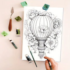 Deluxe Air Balloon Coloring Book - 22 Pages - Teens & Adults