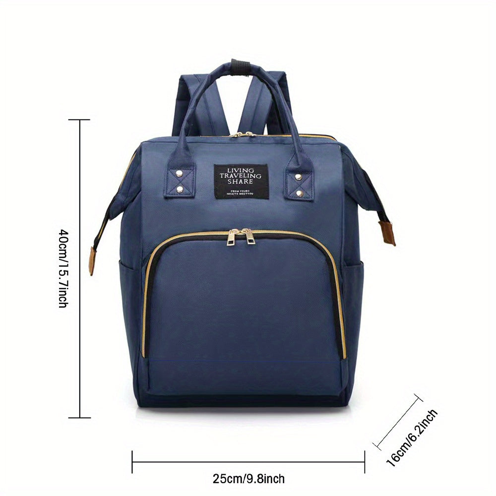 Spacious Bear & Letter Pattern Diaper Backpack with Insulated Pockets