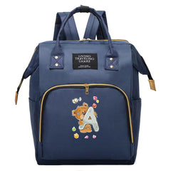 Spacious Bear & Letter Pattern Diaper Backpack with Insulated Pockets