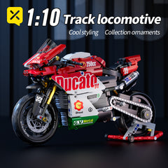 1:10 Red Motorcycle Building Blocks Set - Educational Fun
