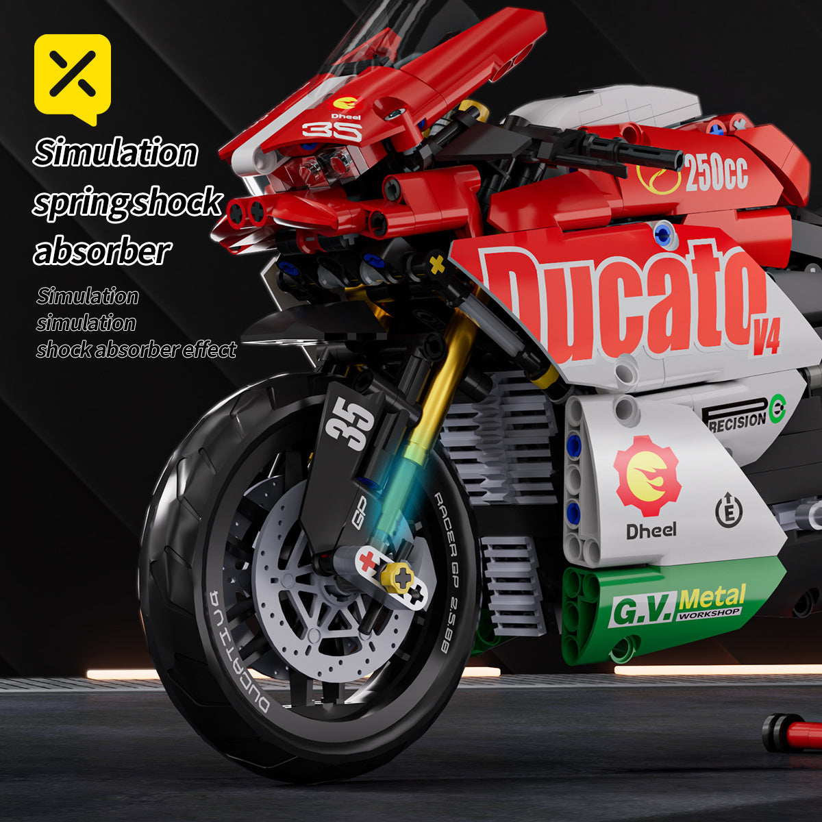 1:10 Red Motorcycle Building Blocks Set - Educational Fun