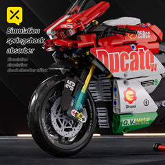 1:10 Red Motorcycle Building Blocks Set - Educational Fun