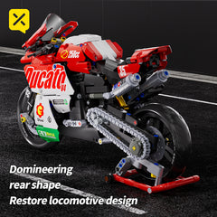 1:10 Red Motorcycle Building Blocks Set - Educational Fun