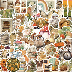 50pcs Retro Animals Graffiti Fun Stickers for Water Bottles Luggage Skateboards