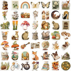 50pcs Retro Animals Graffiti Fun Stickers for Water Bottles Luggage Skateboards