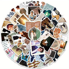 50Pcs Pride and Prejudice Themed Vinyl Stickers for Luggage Guitar Notebook