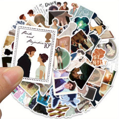 50Pcs Pride and Prejudice Themed Vinyl Stickers for Luggage Guitar Notebook