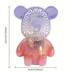 Colorful Bear Fan Handheld Mini Fan USB Charging Desk Top Decoration Fan