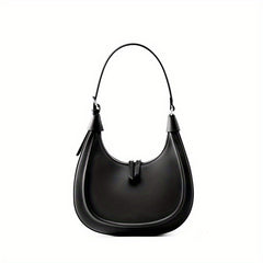 Leather Moon Purse with Zipper Closure & Adjustable Strap