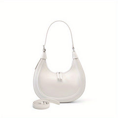Leather Moon Purse with Zipper Closure & Adjustable Strap