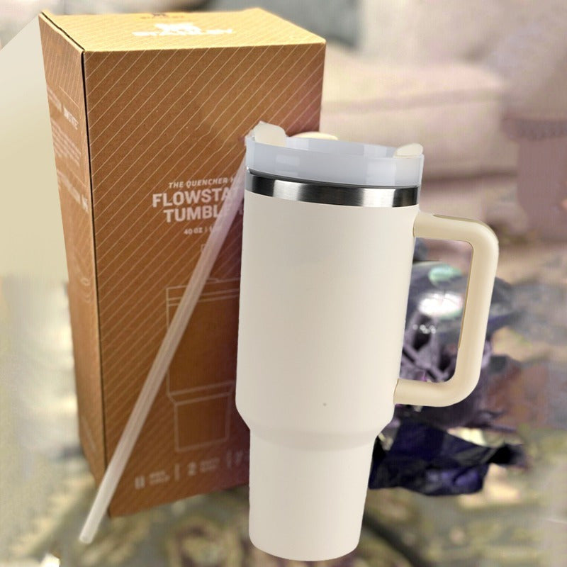 40oz Stainless Steel Vacuum Flask with Straw and Handle