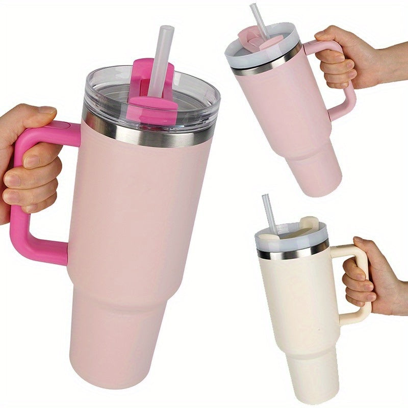 40oz Stainless Steel Vacuum Flask with Straw and Handle
