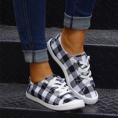Women's Plaid Pattern Sneakers Flat Canvas Shoes