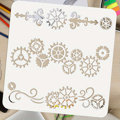 AHANDMAKER PET Plastic Hollow Out Drawing Stencil Gear Pattern 30x30cm