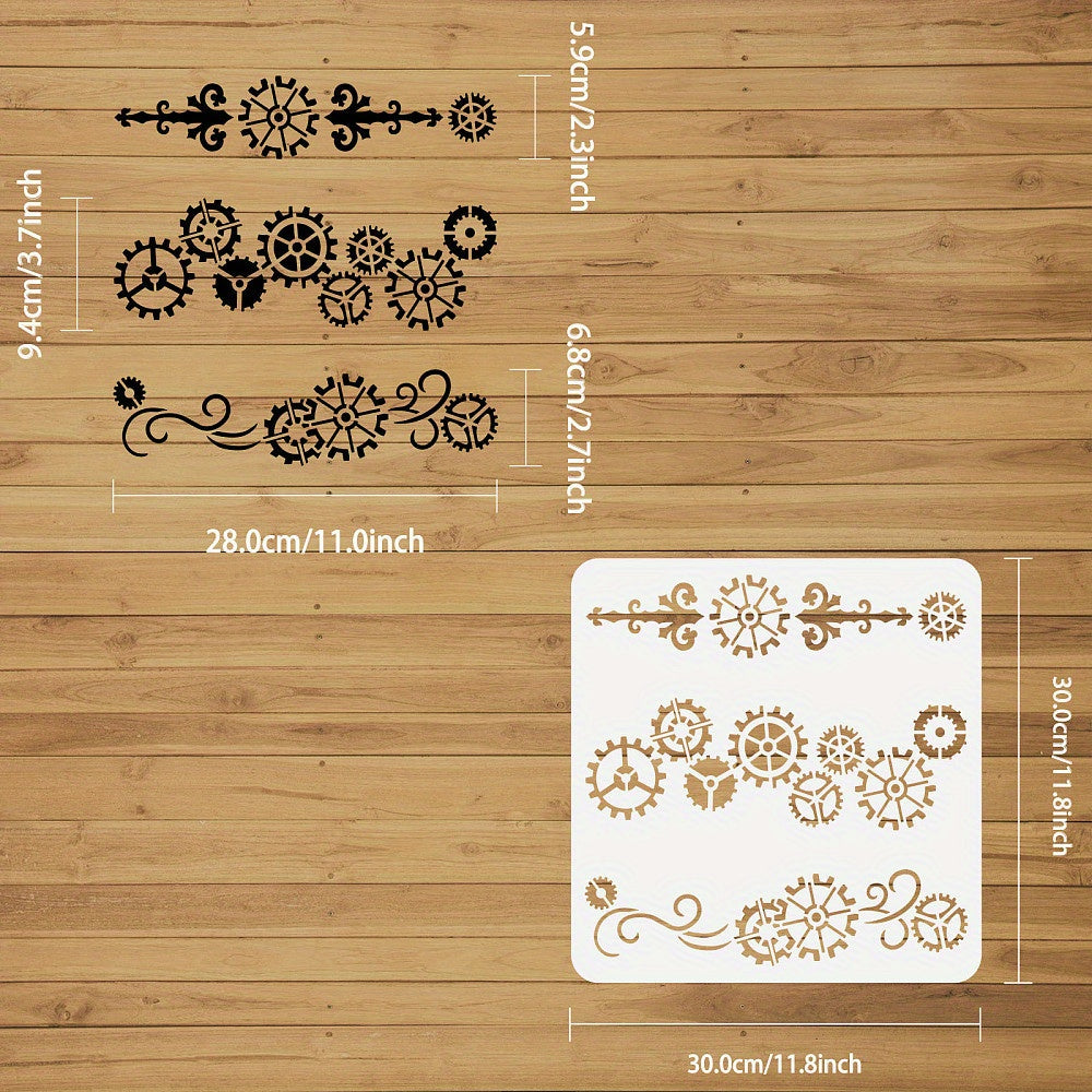AHANDMAKER PET Plastic Hollow Out Drawing Stencil Gear Pattern 30x30cm