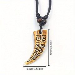 Resin Fang Pendant Necklaces Tribal Design Unisex Accessory