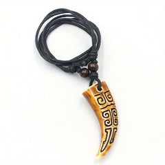 Resin Fang Pendant Necklaces Tribal Design Unisex Accessory