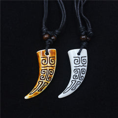 Resin Fang Pendant Necklaces Tribal Design Unisex Accessory