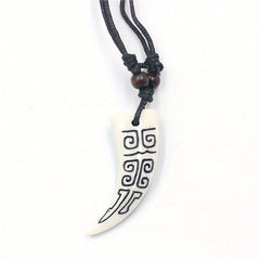 Resin Fang Pendant Necklaces Tribal Design Unisex Accessory