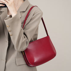 Leather Crossbody Bag for Women Minimalist Shoulder Purse Golden Tone Hardware